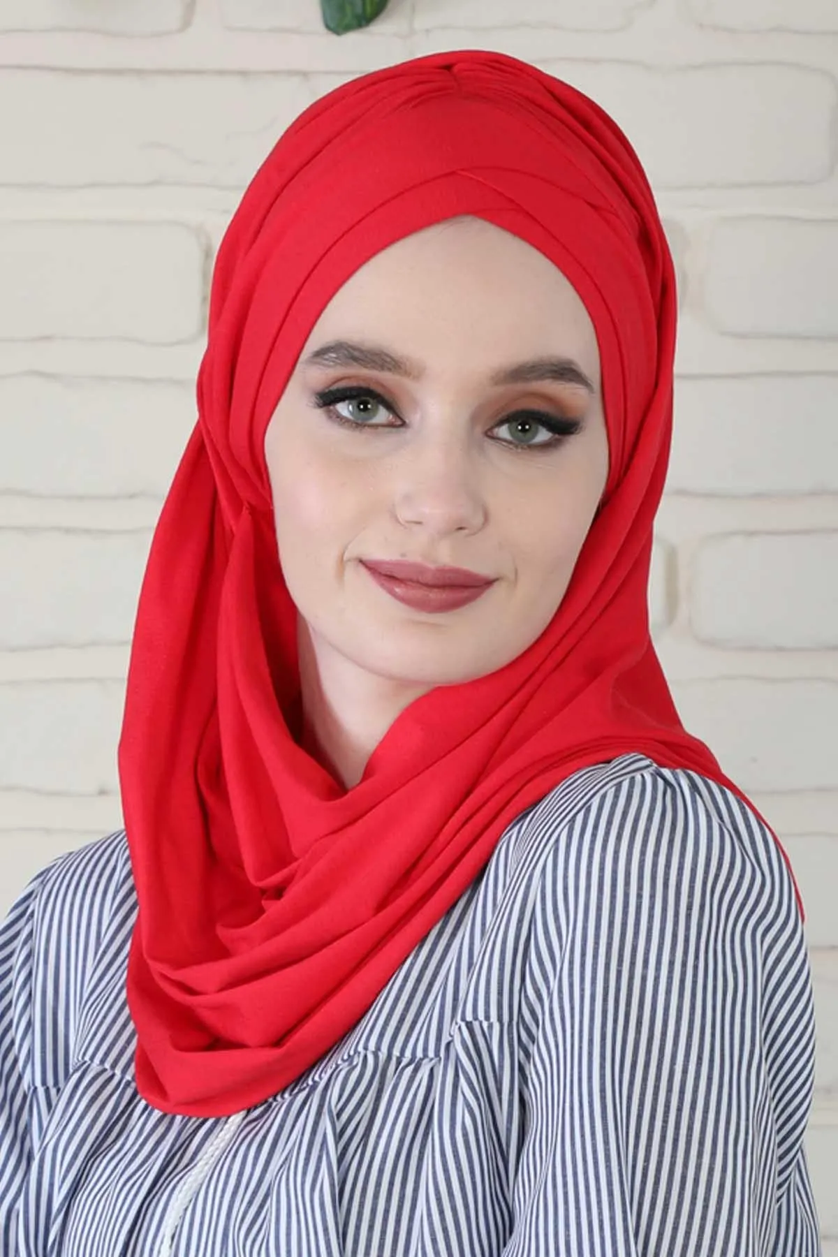 Comfortable Cross Stitched Jersey Shawl Practical Cotton Hijab for Women, Front Cross-Stitched Shirred Jersey Hijab Shawl,CPS-45