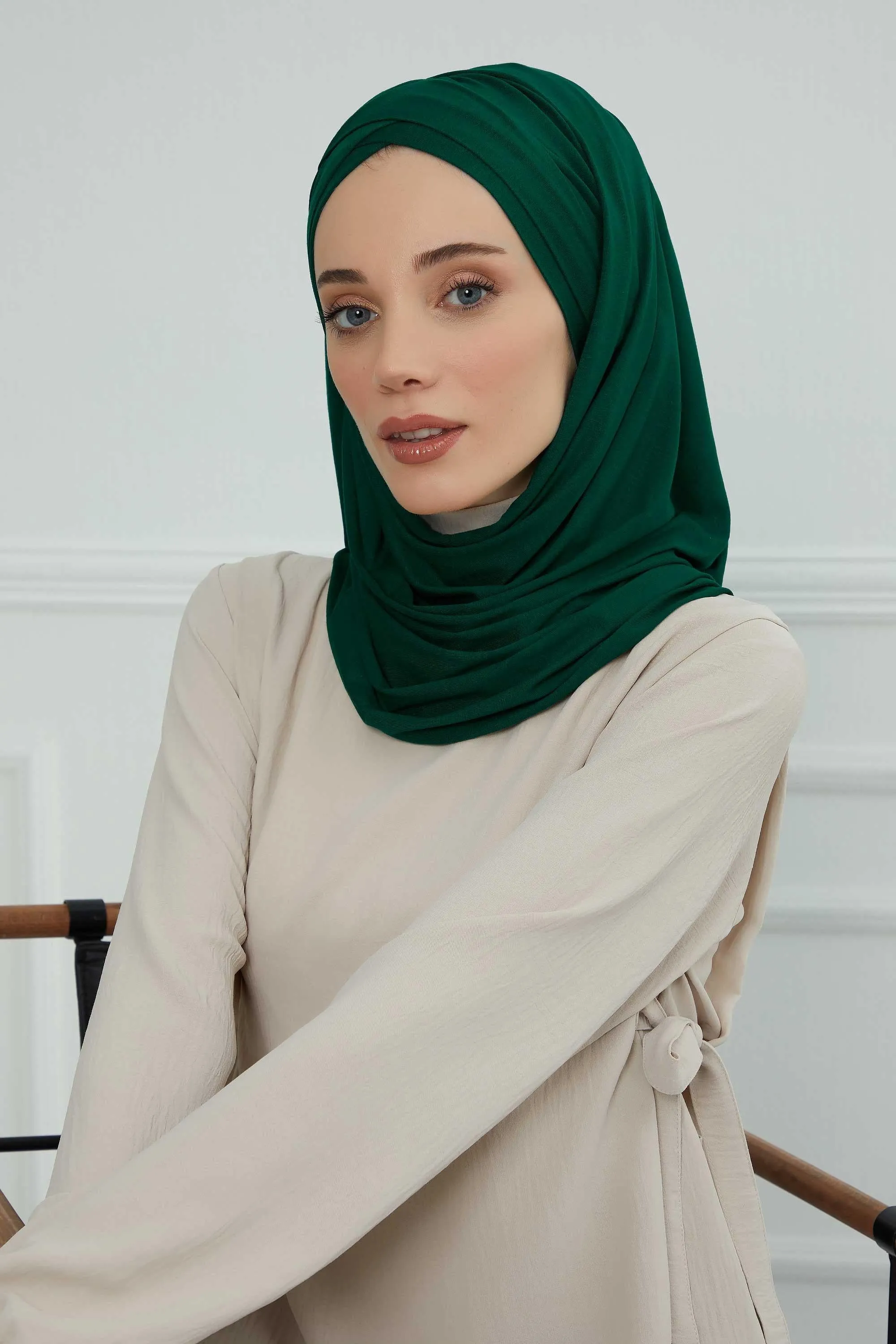 Comfortable Cross Stitched Jersey Shawl Practical Cotton Hijab for Women, Front Cross-Stitched Shirred Jersey Hijab Shawl,CPS-45