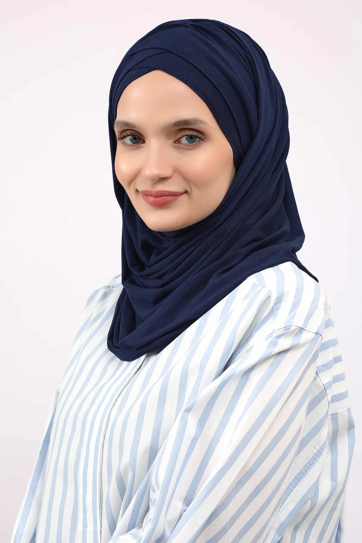 Comfortable Cross Stitched Jersey Shawl Practical Cotton Hijab for Women, Front Cross-Stitched Shirred Jersey Hijab Shawl,CPS-45