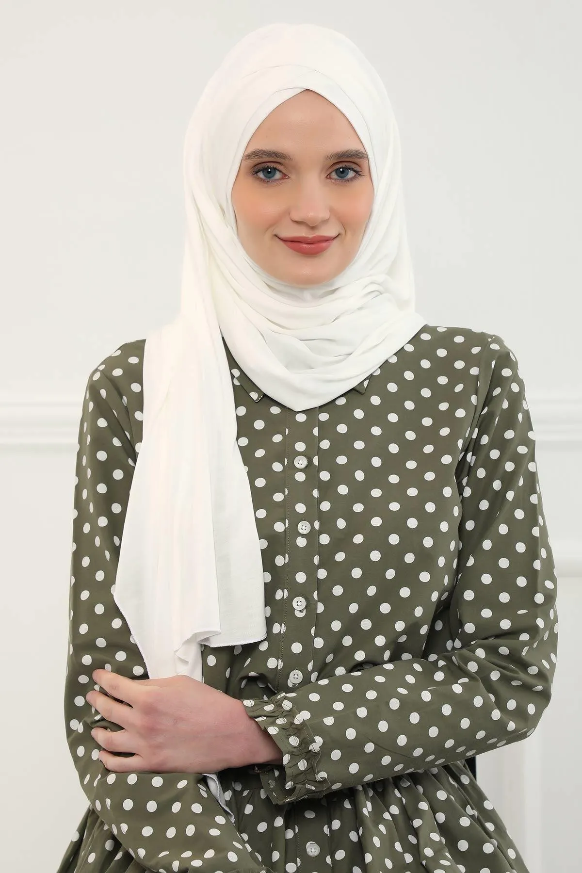 Comfortable Cross Stitched Jersey Shawl Practical Cotton Hijab for Women, Front Cross-Stitched Shirred Jersey Hijab Shawl,CPS-45