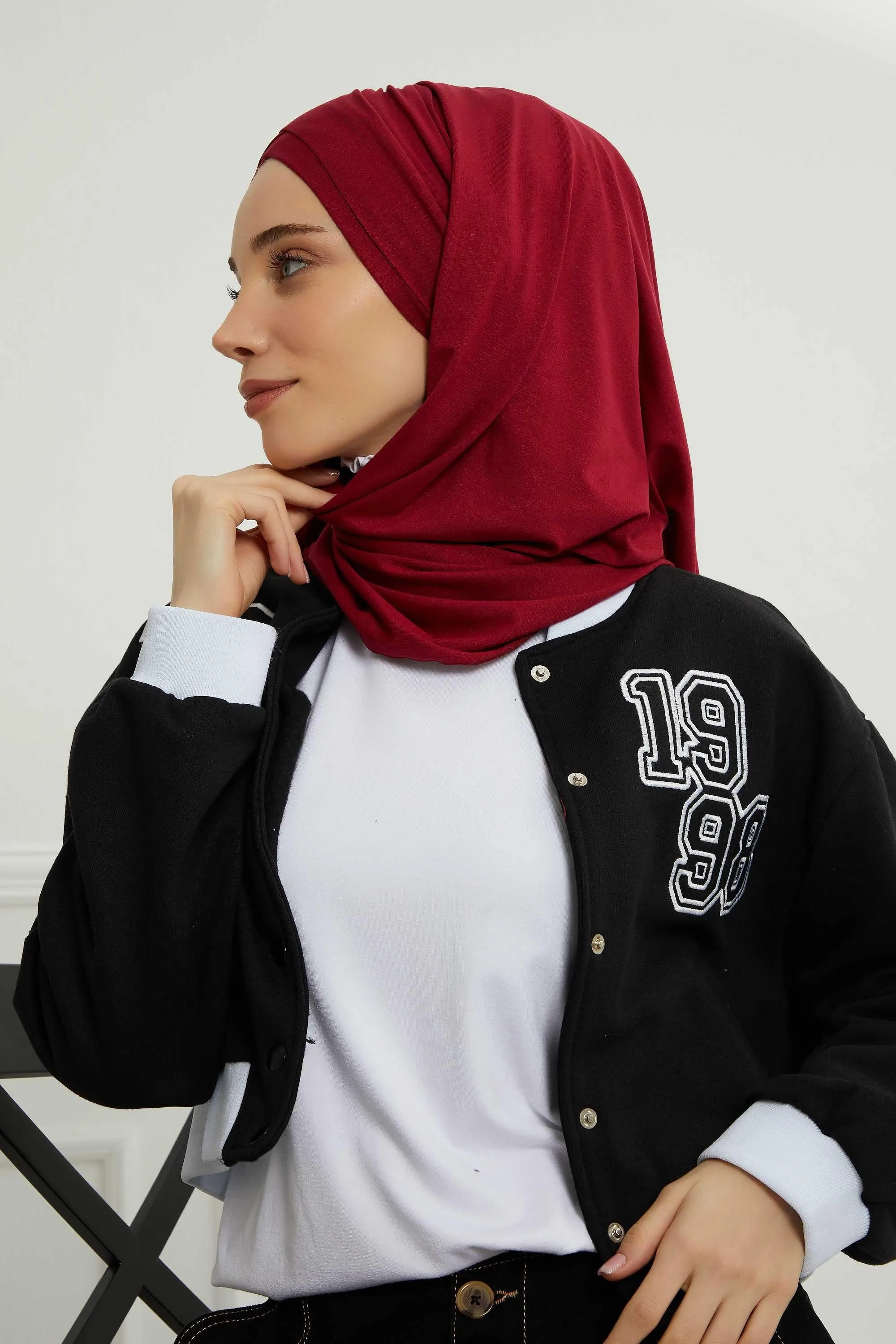 Comfortable Cross Stitched Jersey Shawl Practical Cotton Hijab for Women, Front Cross-Stitched Shirred Jersey Hijab Shawl,CPS-45