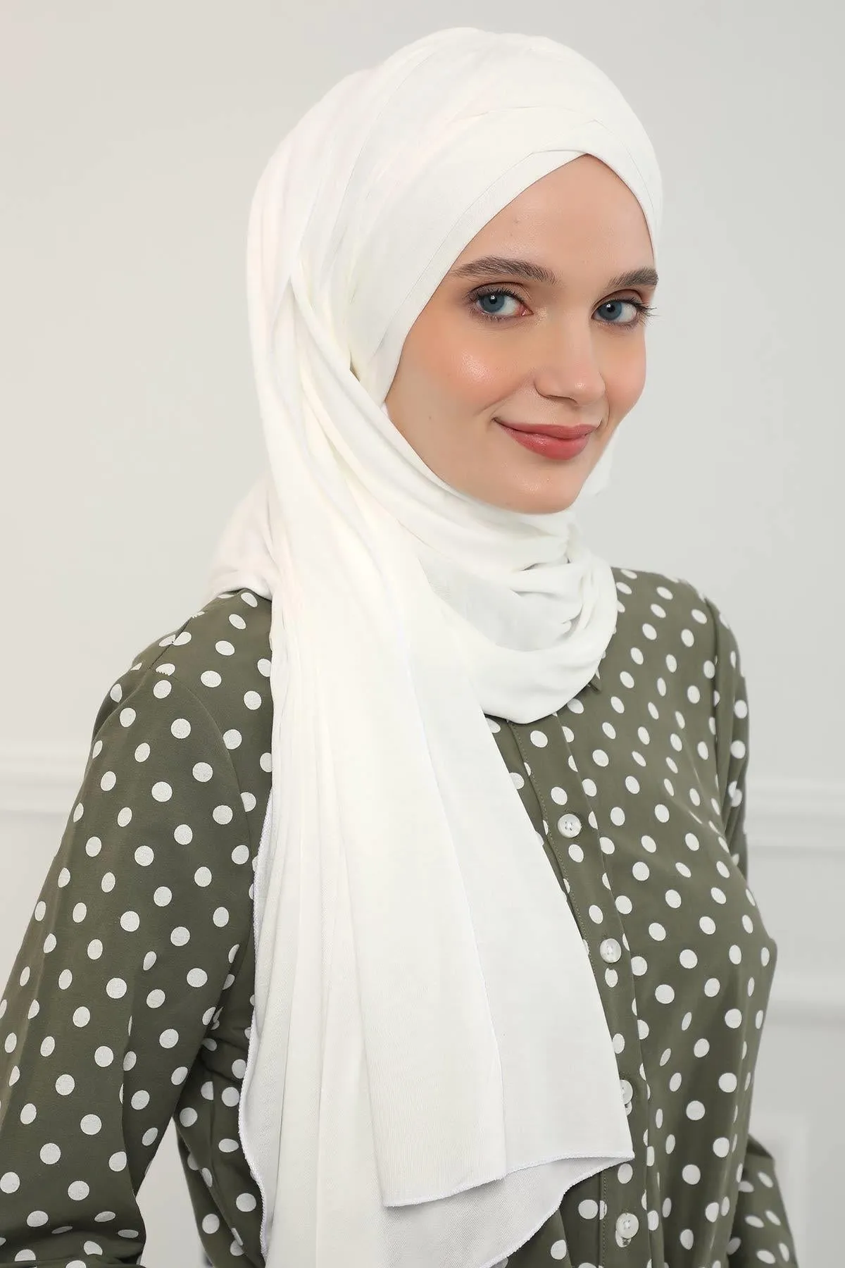 Comfortable Cross Stitched Jersey Shawl Practical Cotton Hijab for Women, Front Cross-Stitched Shirred Jersey Hijab Shawl,CPS-45