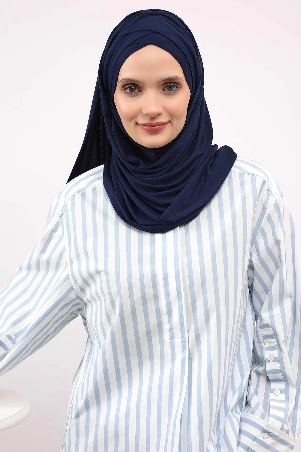 Comfortable Cross Stitched Jersey Shawl Practical Cotton Hijab for Women, Front Cross-Stitched Shirred Jersey Hijab Shawl,CPS-45