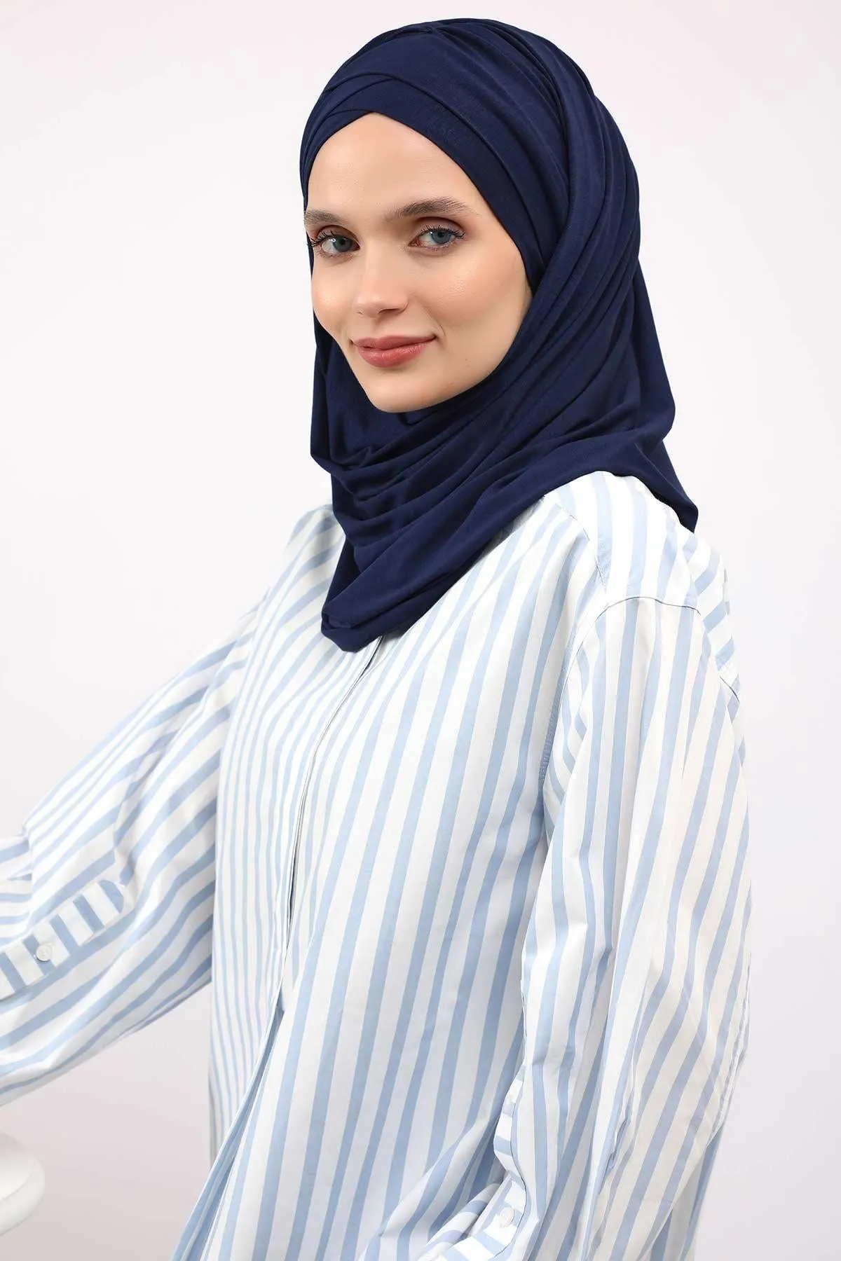 Comfortable Cross Stitched Jersey Shawl Practical Cotton Hijab for Women, Front Cross-Stitched Shirred Jersey Hijab Shawl,CPS-45