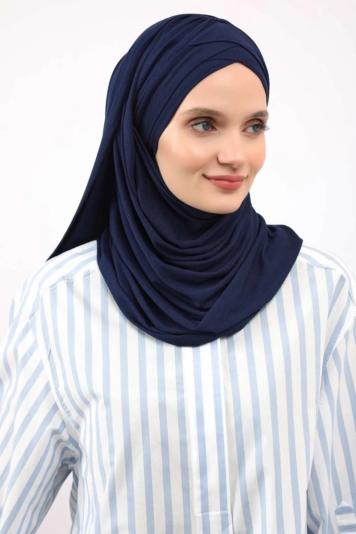 Comfortable Cross Stitched Jersey Shawl Practical Cotton Hijab for Women, Front Cross-Stitched Shirred Jersey Hijab Shawl,CPS-45