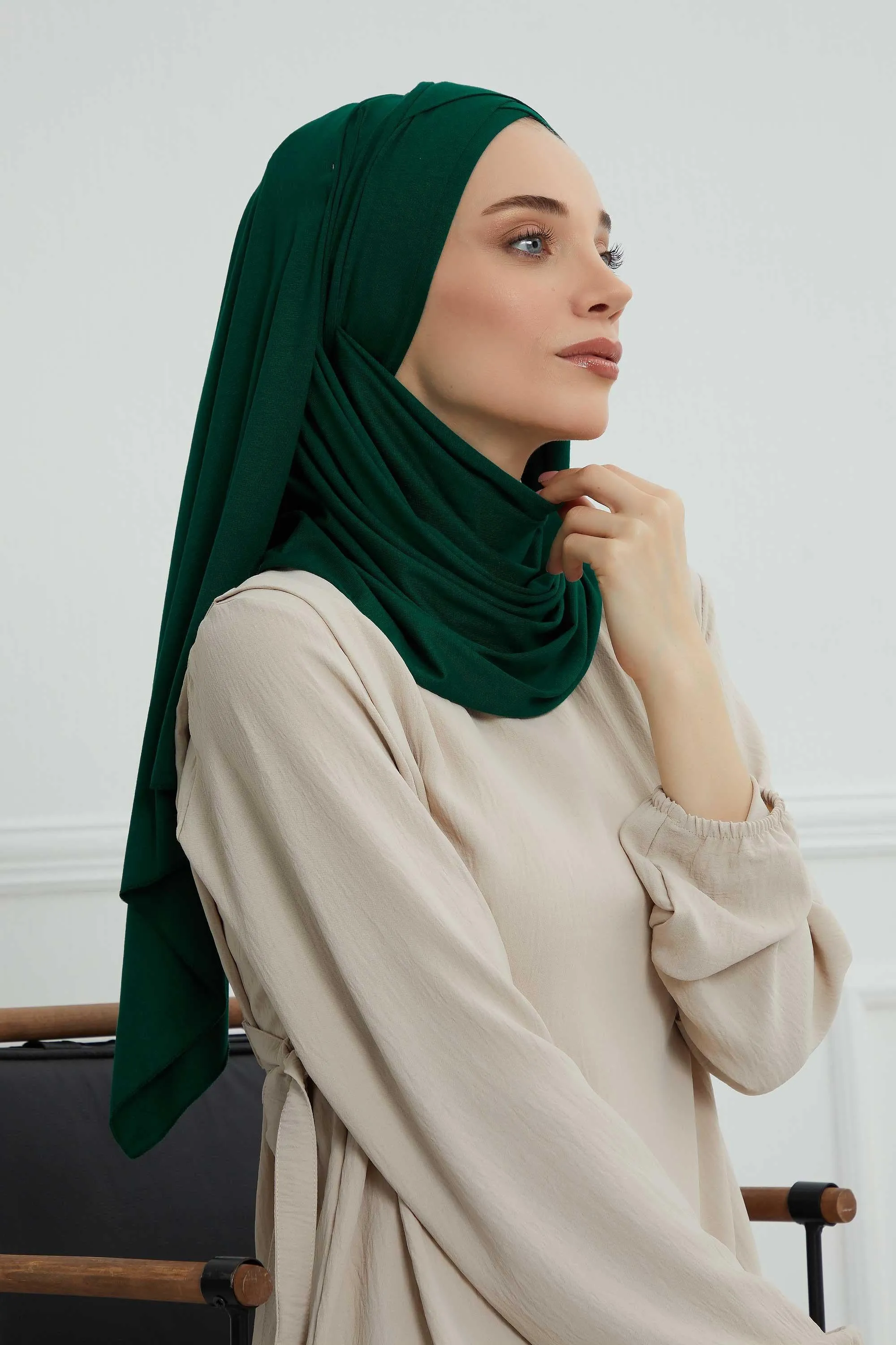 Comfortable Cross Stitched Jersey Shawl Practical Cotton Hijab for Women, Front Cross-Stitched Shirred Jersey Hijab Shawl,CPS-45