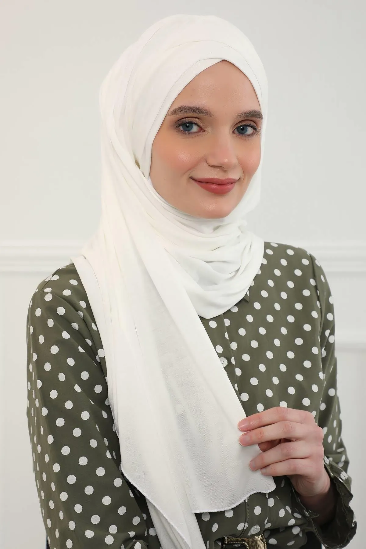 Comfortable Cross Stitched Jersey Shawl Practical Cotton Hijab for Women, Front Cross-Stitched Shirred Jersey Hijab Shawl,CPS-45