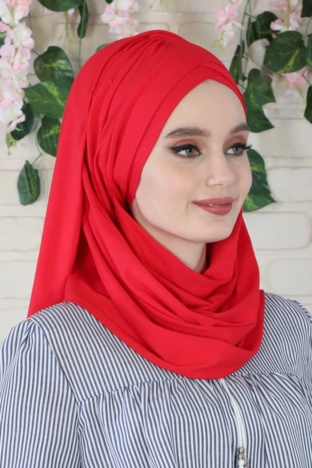 Comfortable Cross Stitched Jersey Shawl Practical Cotton Hijab for Women, Front Cross-Stitched Shirred Jersey Hijab Shawl,CPS-45