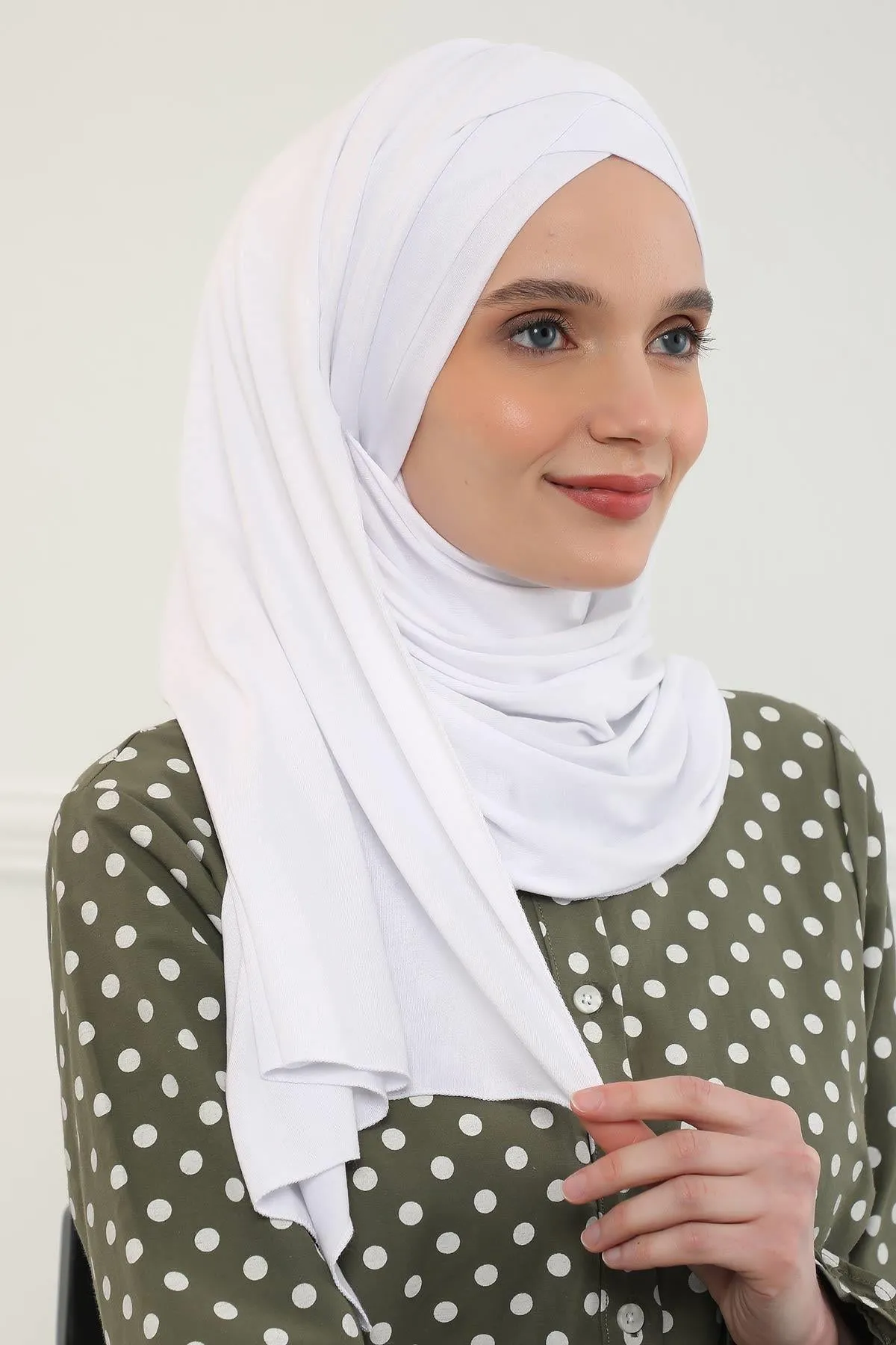 Comfortable Cross Stitched Jersey Shawl Practical Cotton Hijab for Women, Front Cross-Stitched Shirred Jersey Hijab Shawl,CPS-45