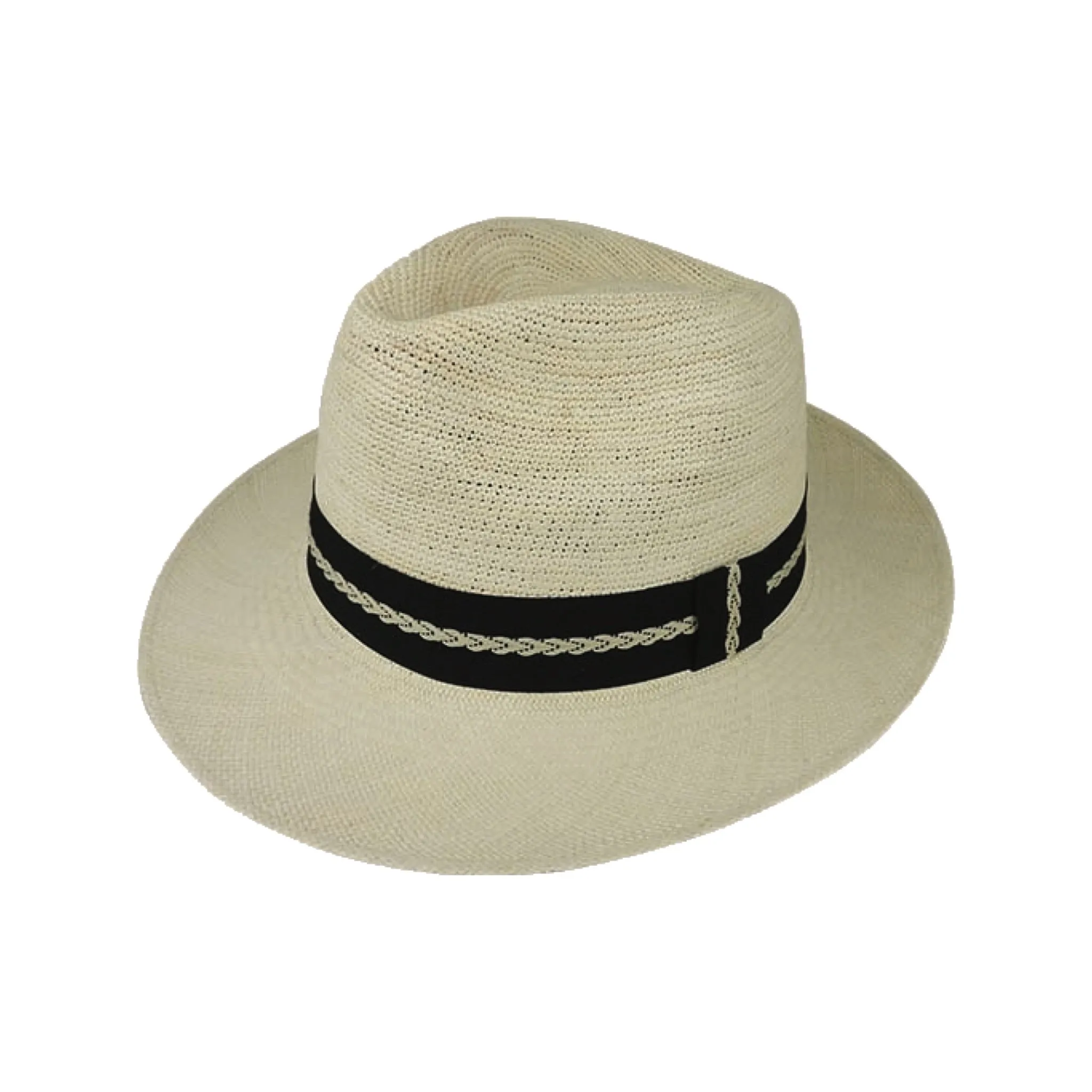 Crochet Crown Fedora - Panama Brisa #3 - Mid 6.5cms Brim - Natural