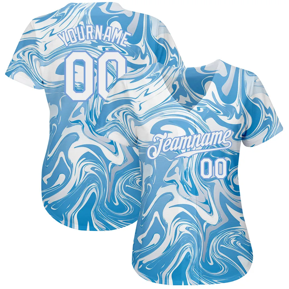 Custom 3D Pattern Design Abstract Ocean With Waves Fluid Art Authentic Baseball Jersey