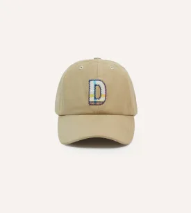 Ecru Madras 'D' Appliqué Cotton Twill Baseball Cap