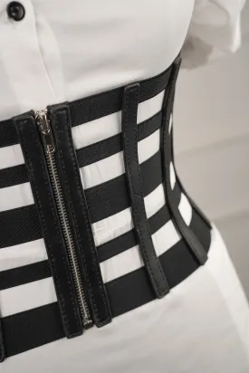 Elasticated Check Pattern Corset Belt