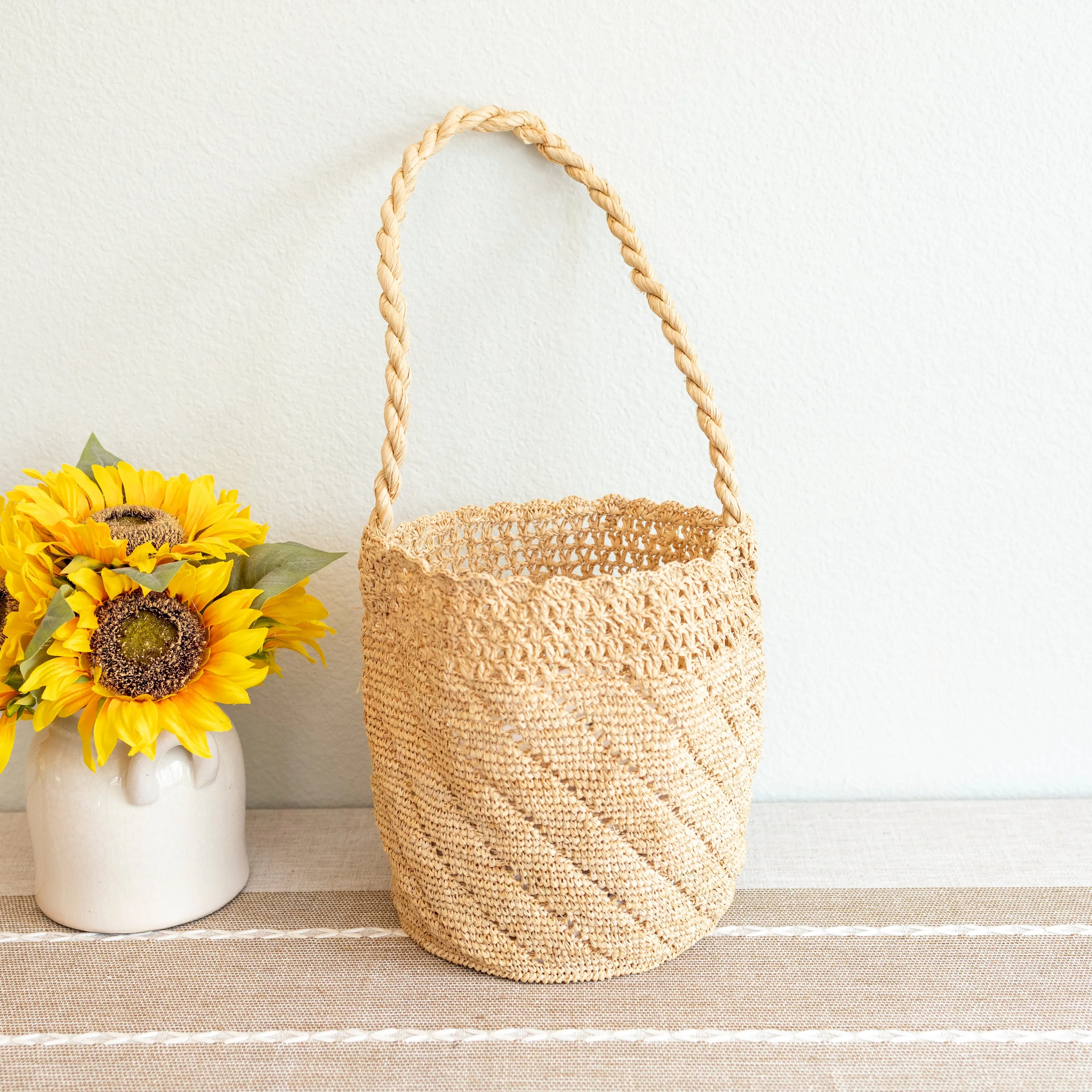 Elena Handbags Summer Fashion Raffia Basket Bag