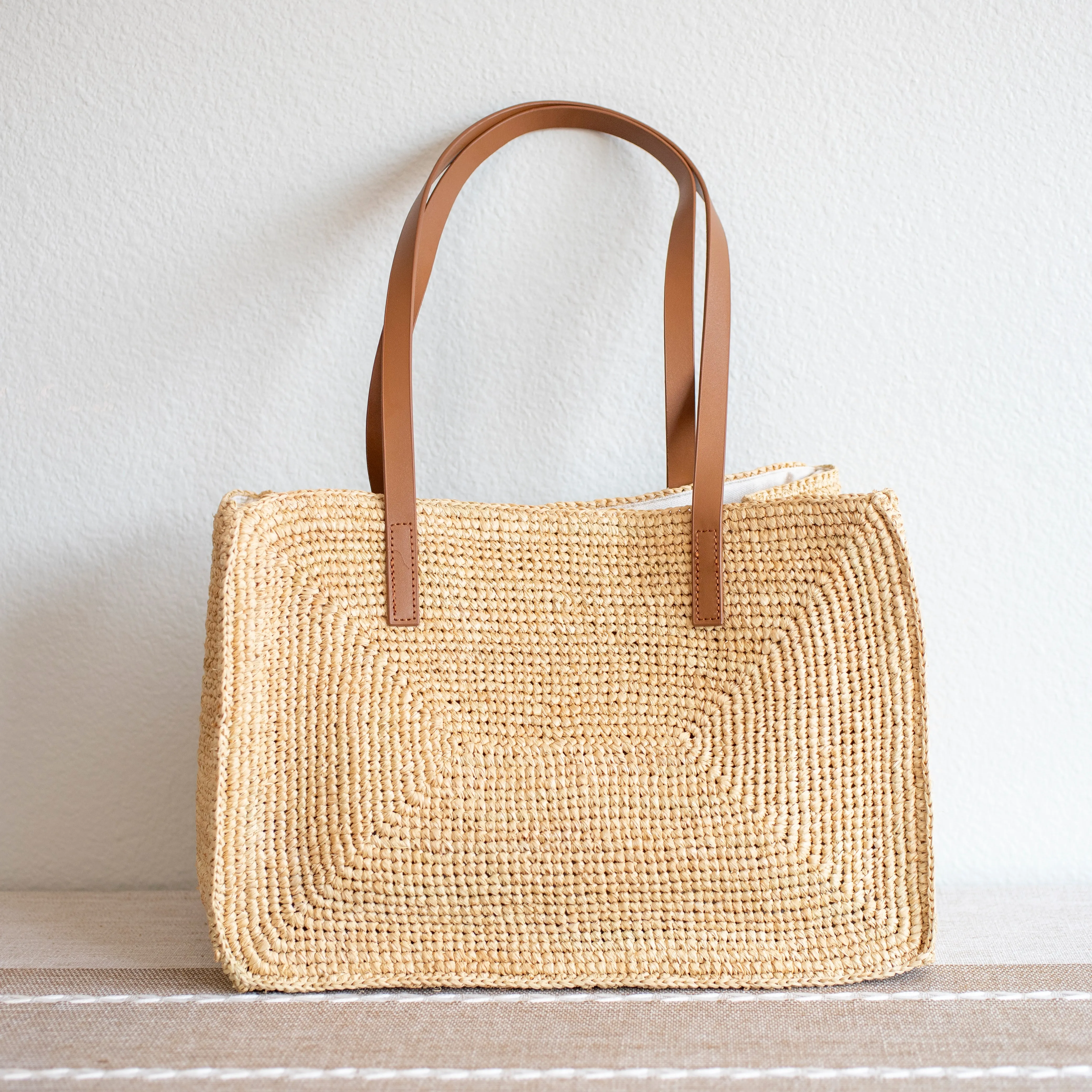 Elena Handbags Women's Large Soft Raffia Woven Summer Straw Tote