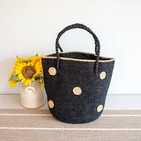 Elena Handbags Women's Polka Dot Design Raffia Woven Summer Straw Tote