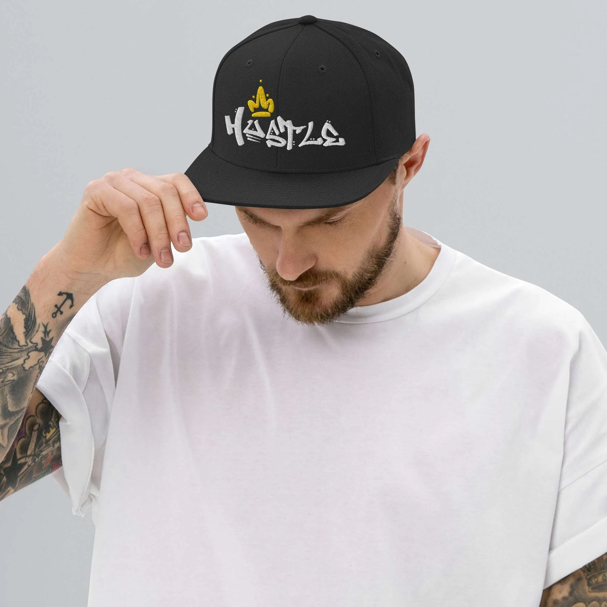 Embroidered Hustle King Theme Snapback Hat