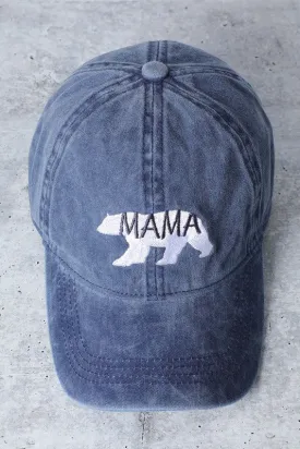 Embroidery Mama Bear Baseball Hat - Navy/White