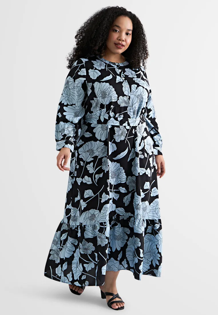 Gianna Elegant Printed Belted Dress