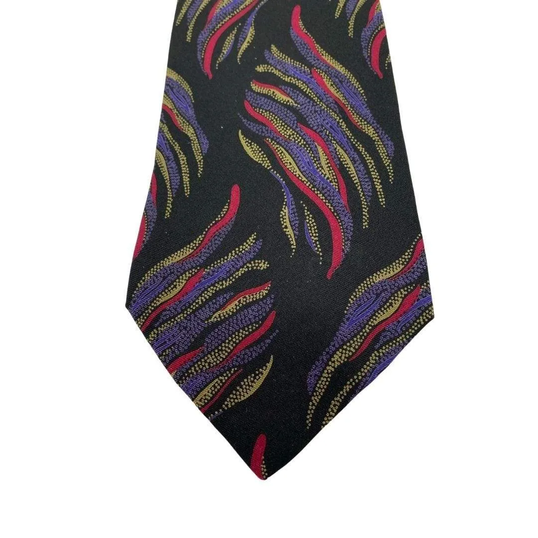 GIORGIO ARMANI Abstract Geometric Pattern Silk Tie - Black & Red