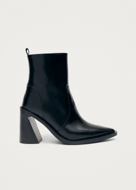 Haylo Black Leather Ankle Boots