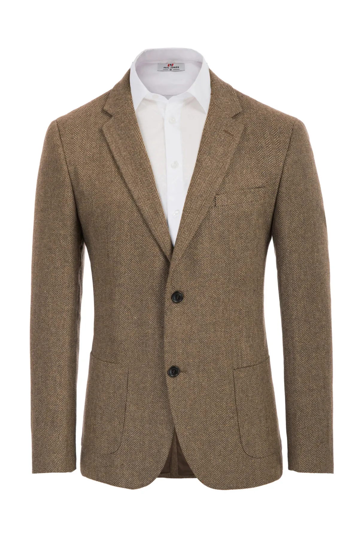 Herringbone Tweed Two Button Blazer British Wool Blend Sport Coat Jackets