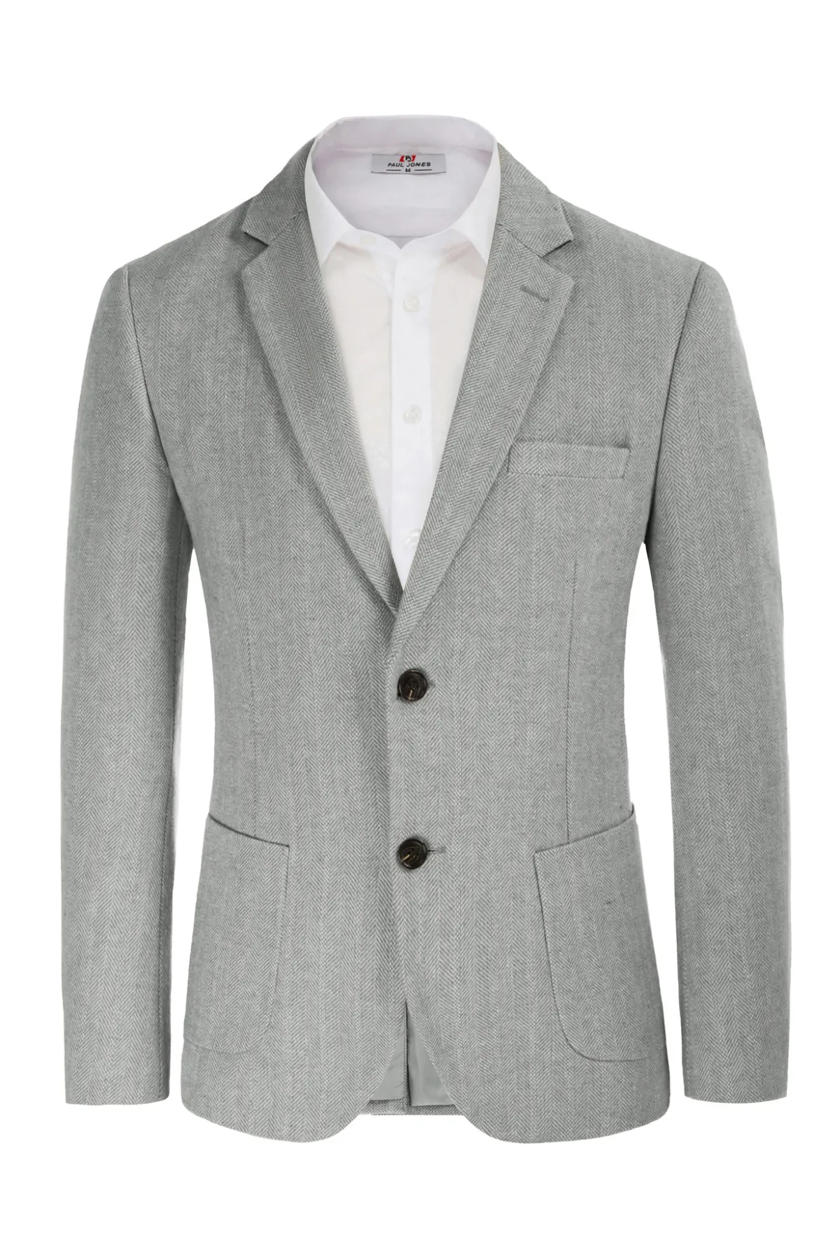 Herringbone Tweed Two Button Blazer British Wool Blend Sport Coat Jackets