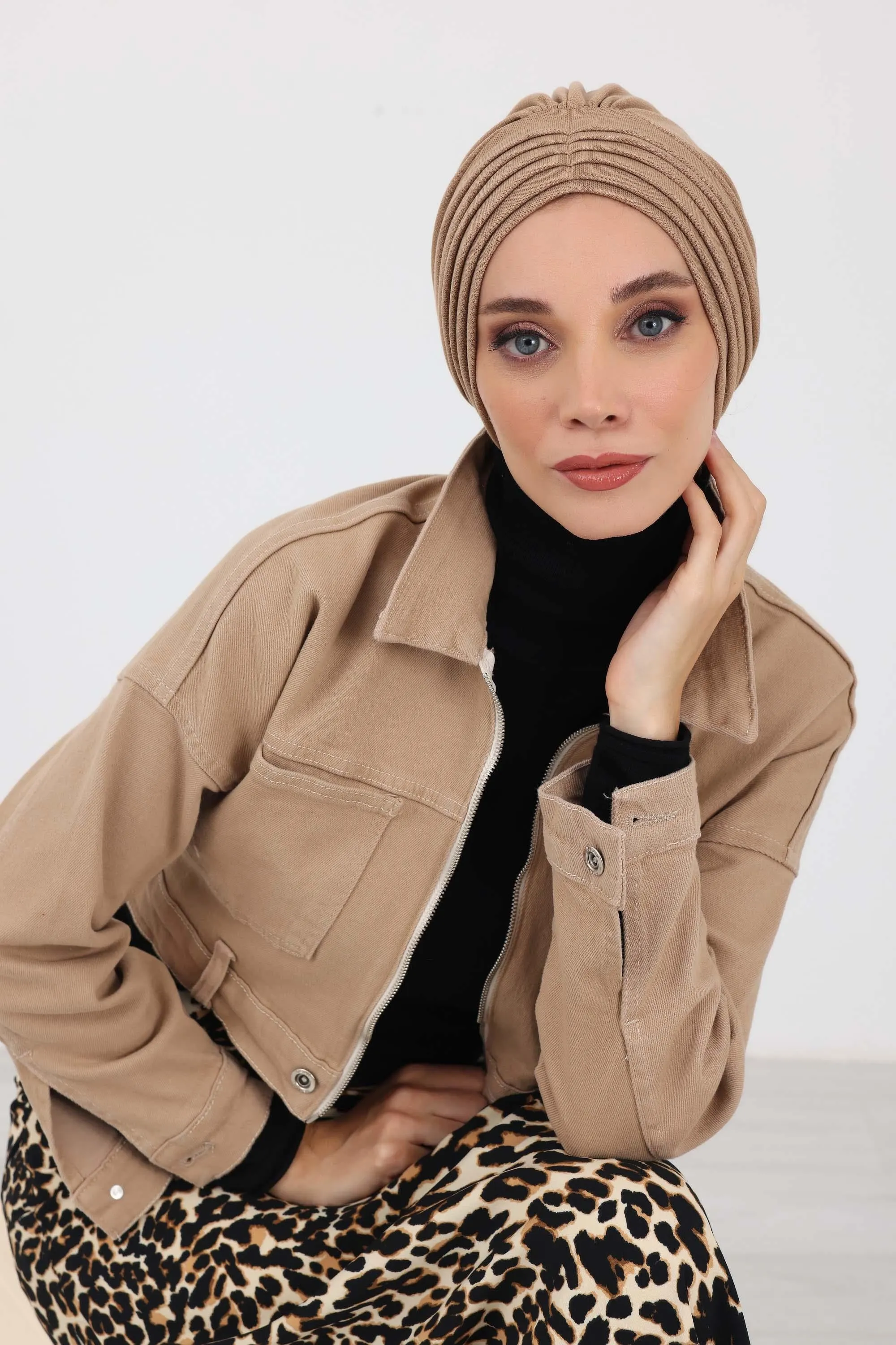 High Quality Shirred Winter Turban Bonnet Cap for Women, Cozy Comfortable Winter Headwrap made from Polyviscose Fabric,B-13IV