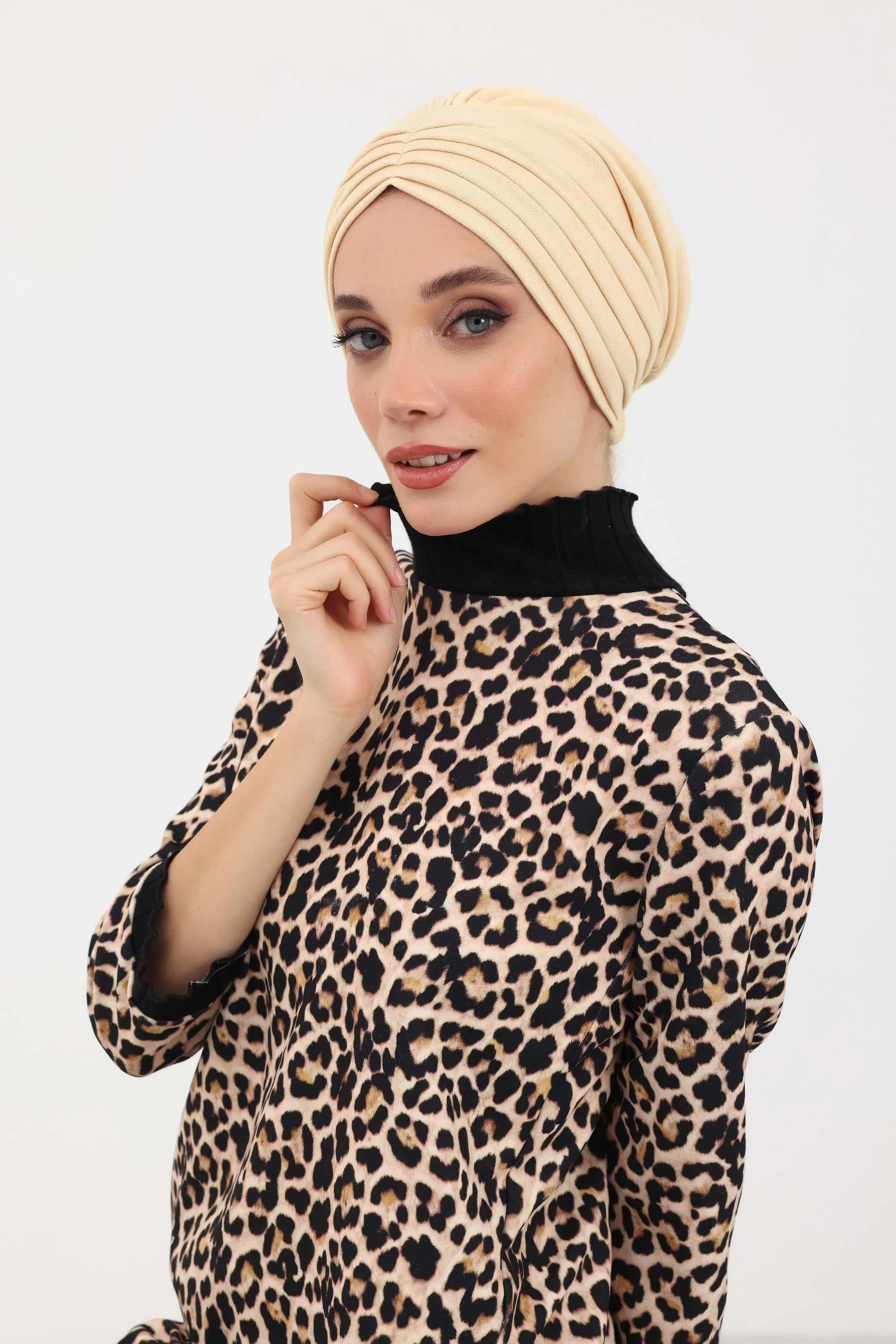 High Quality Shirred Winter Turban Bonnet Cap for Women, Cozy Comfortable Winter Headwrap made from Polyviscose Fabric,B-13IV