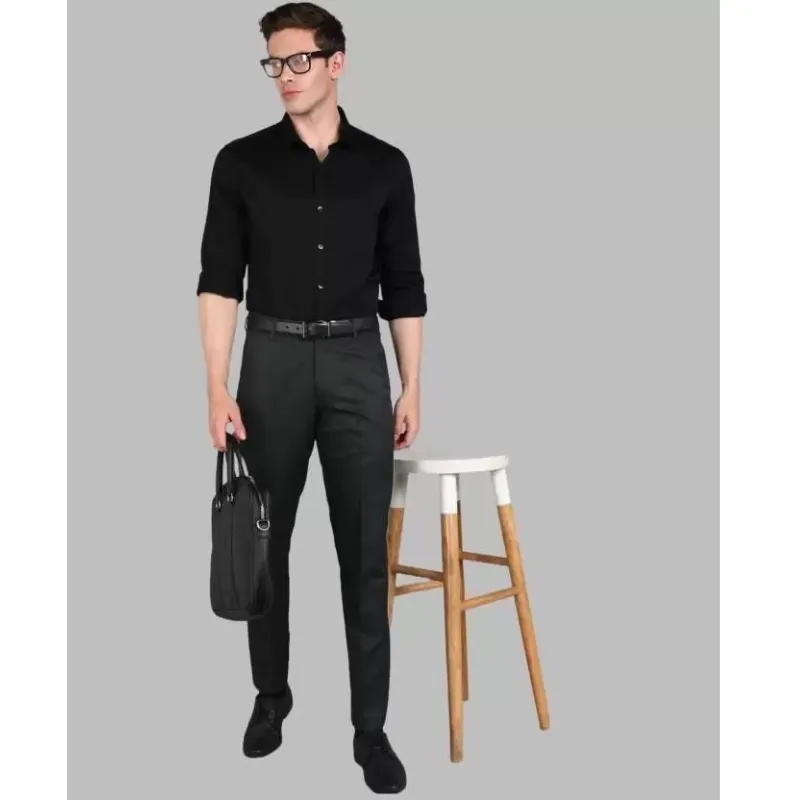 🔥👖High Stretch Men's Classic Pant For Men (BLACK) 💖