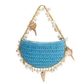 Isla Blue Small Straw Top Handle Bag - FINAL SALE