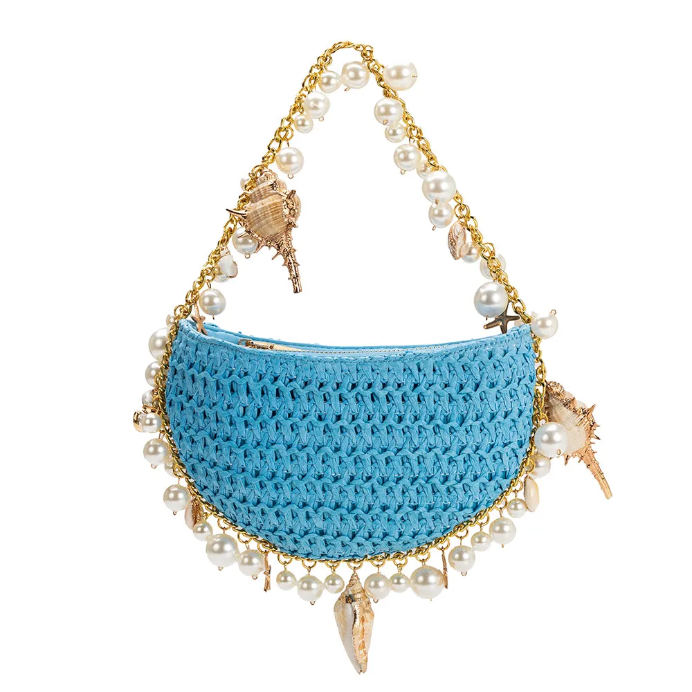 Isla Blue Small Straw Top Handle Bag - FINAL SALE