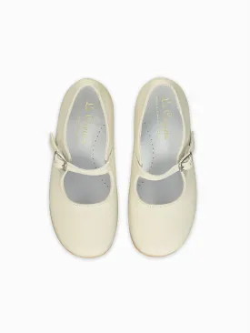 Ivory Leather Girl Mary Jane Shoes