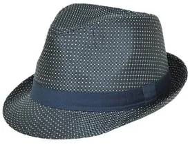 Kenny K - Blue Micro Check Fedora Hat