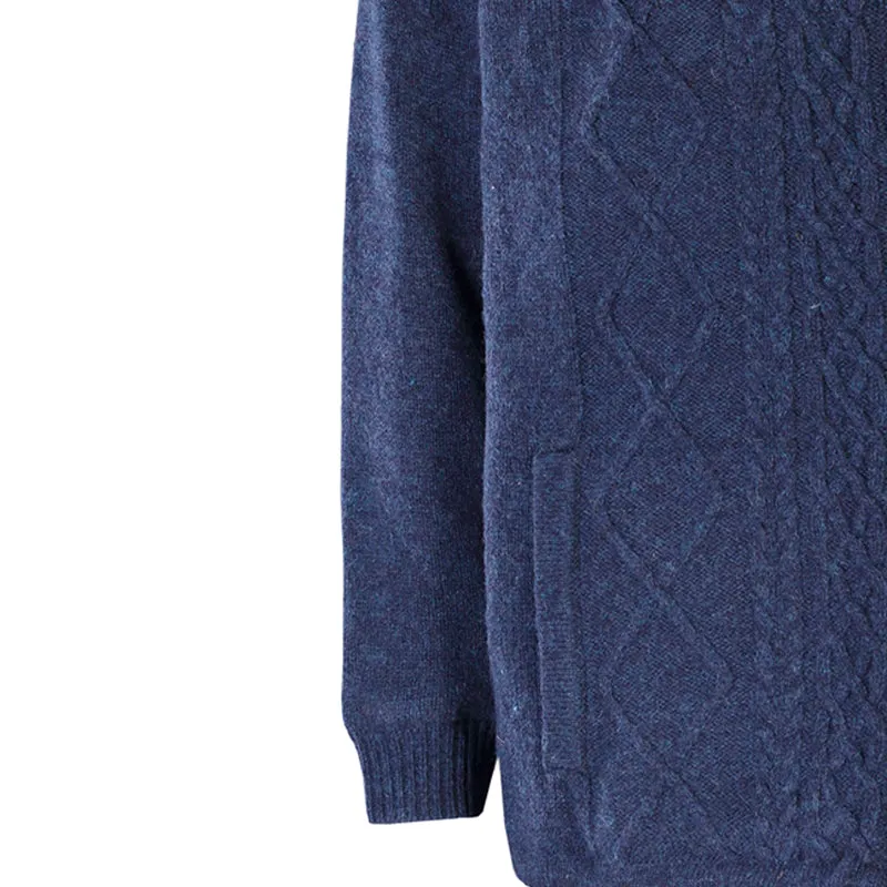 Lined Full Zip Neck Sweater, Navy