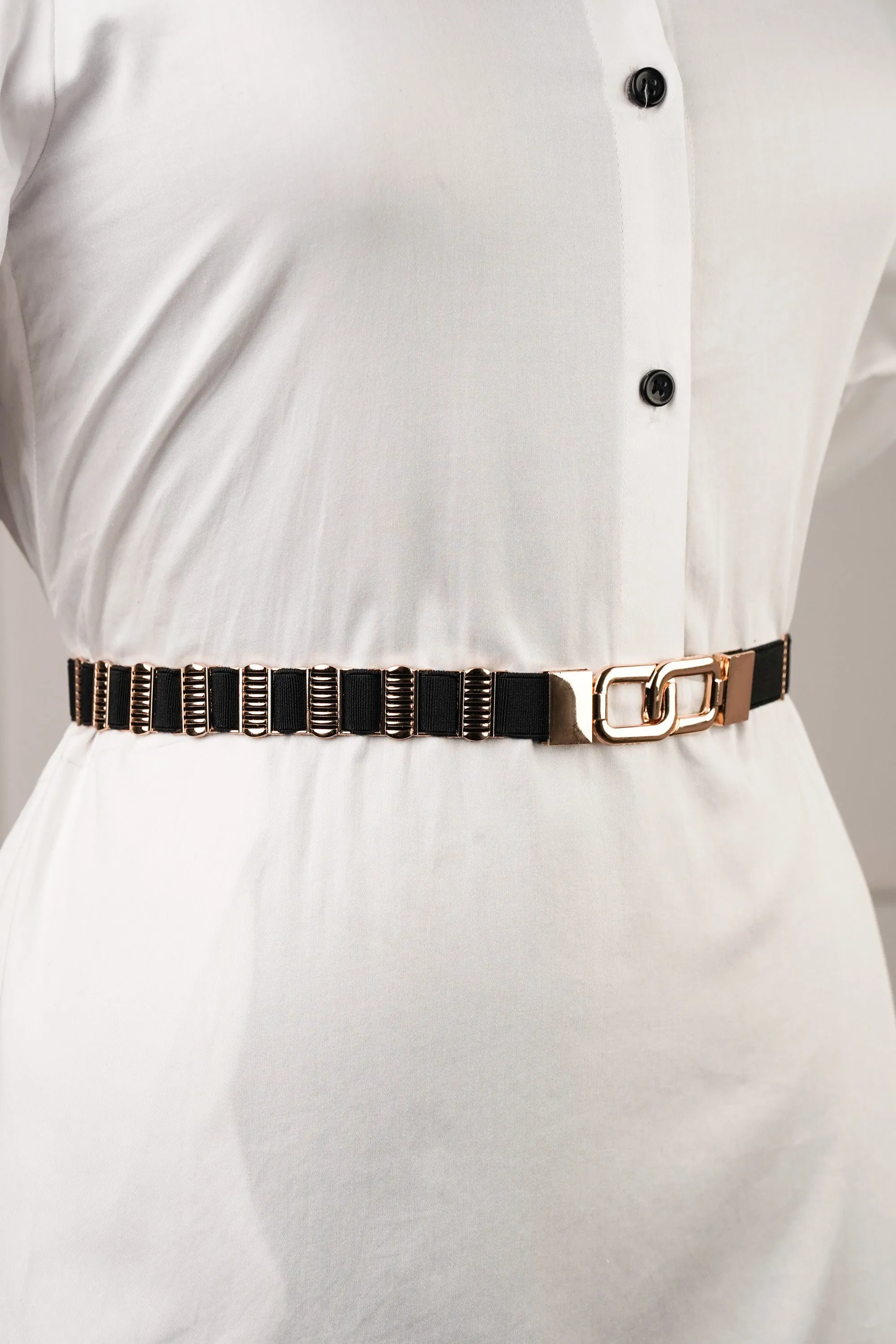 Lined Golden Rectangle Elasticated Belt