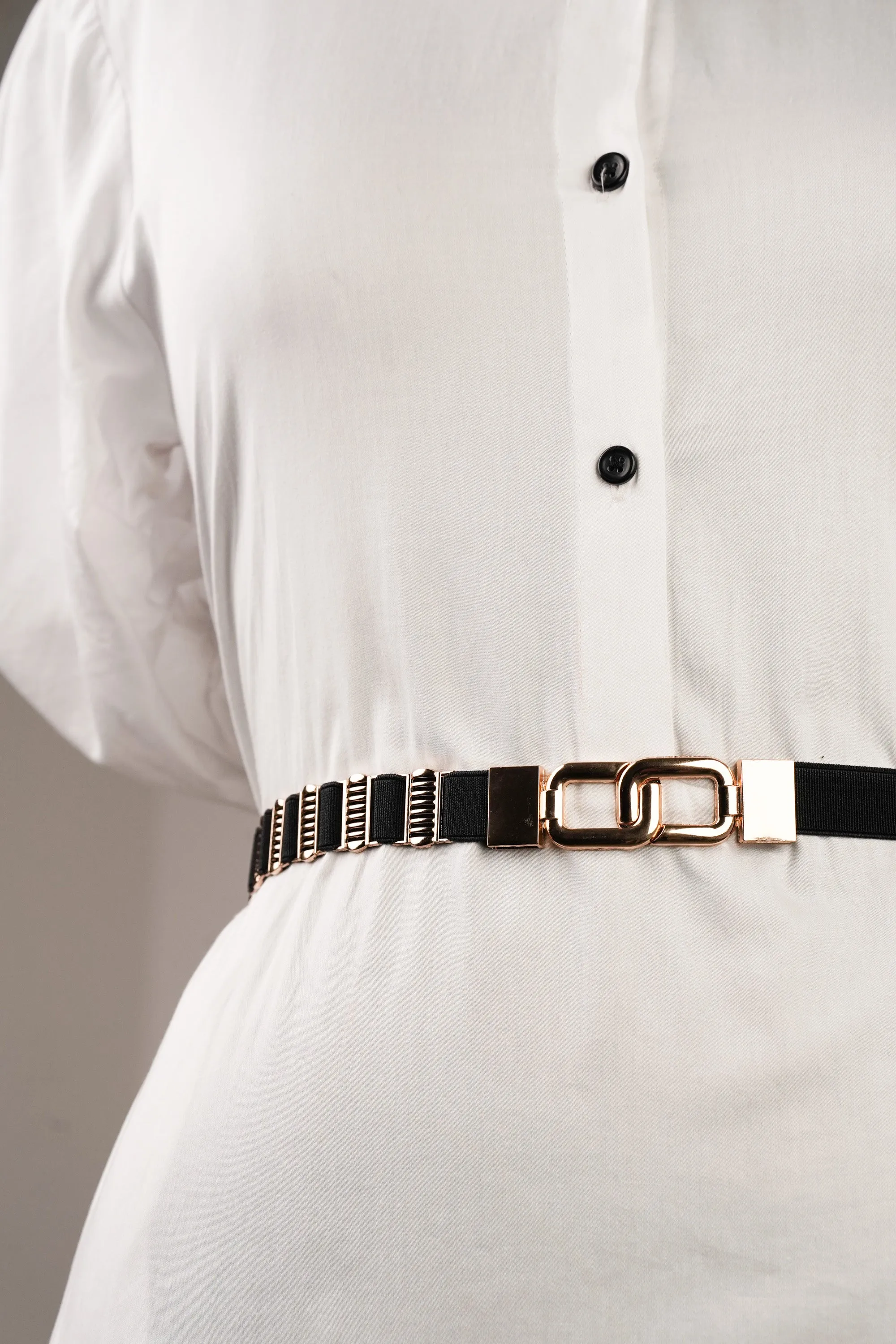 Lined Golden Rectangle Elasticated Belt