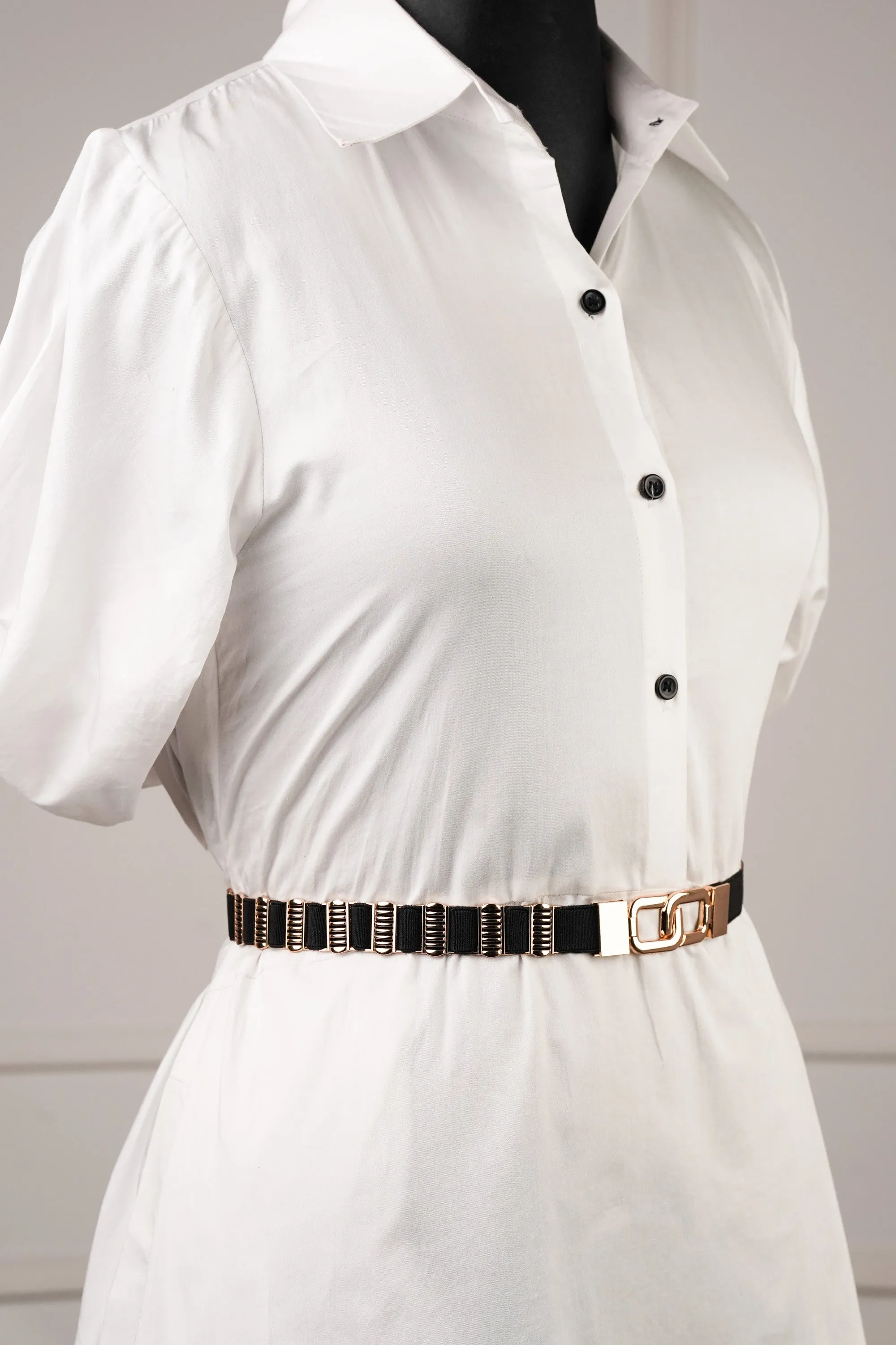 Lined Golden Rectangle Elasticated Belt