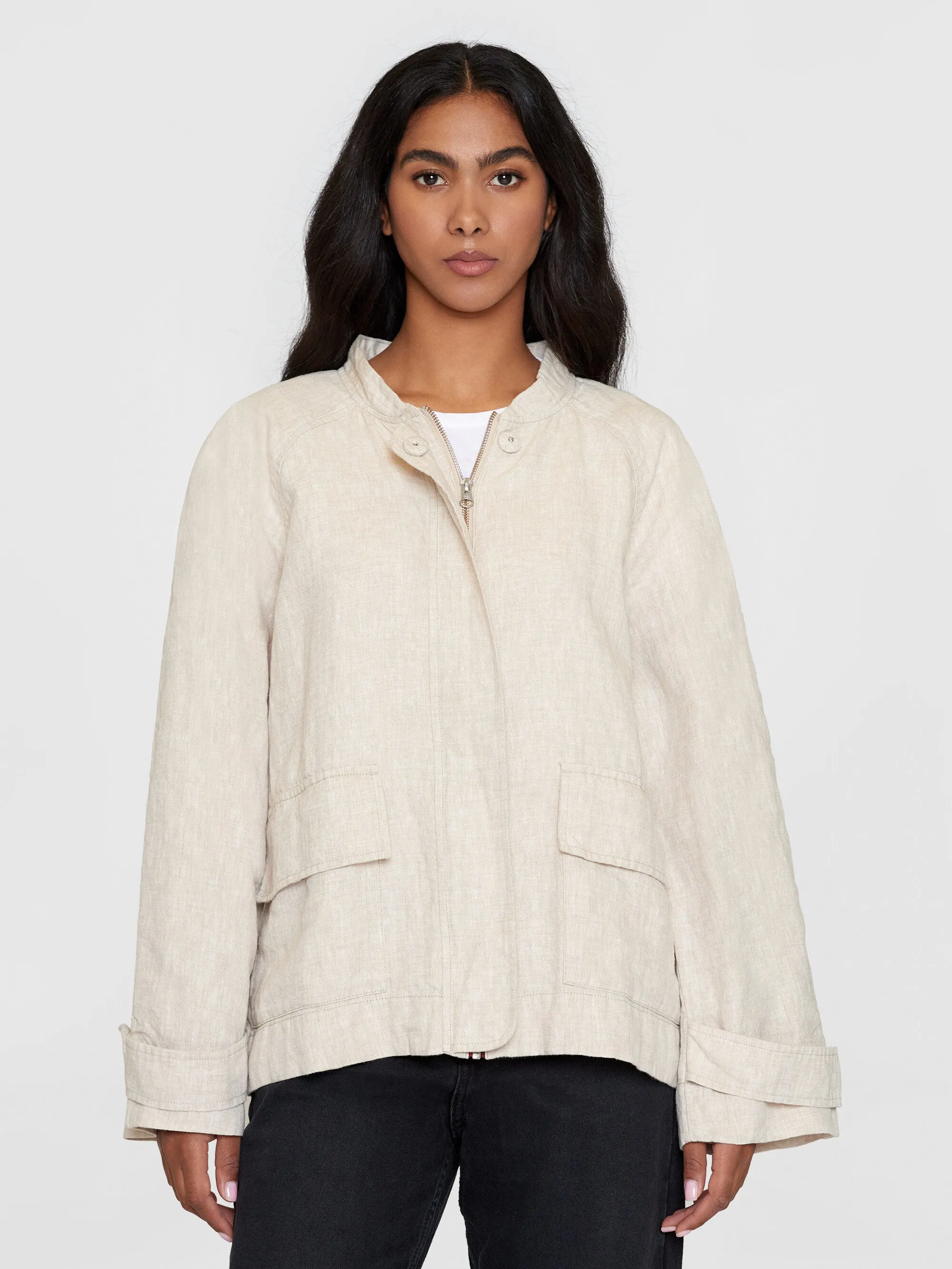 Linen bomber jacket - GOTS/Vegan - Light feather gray