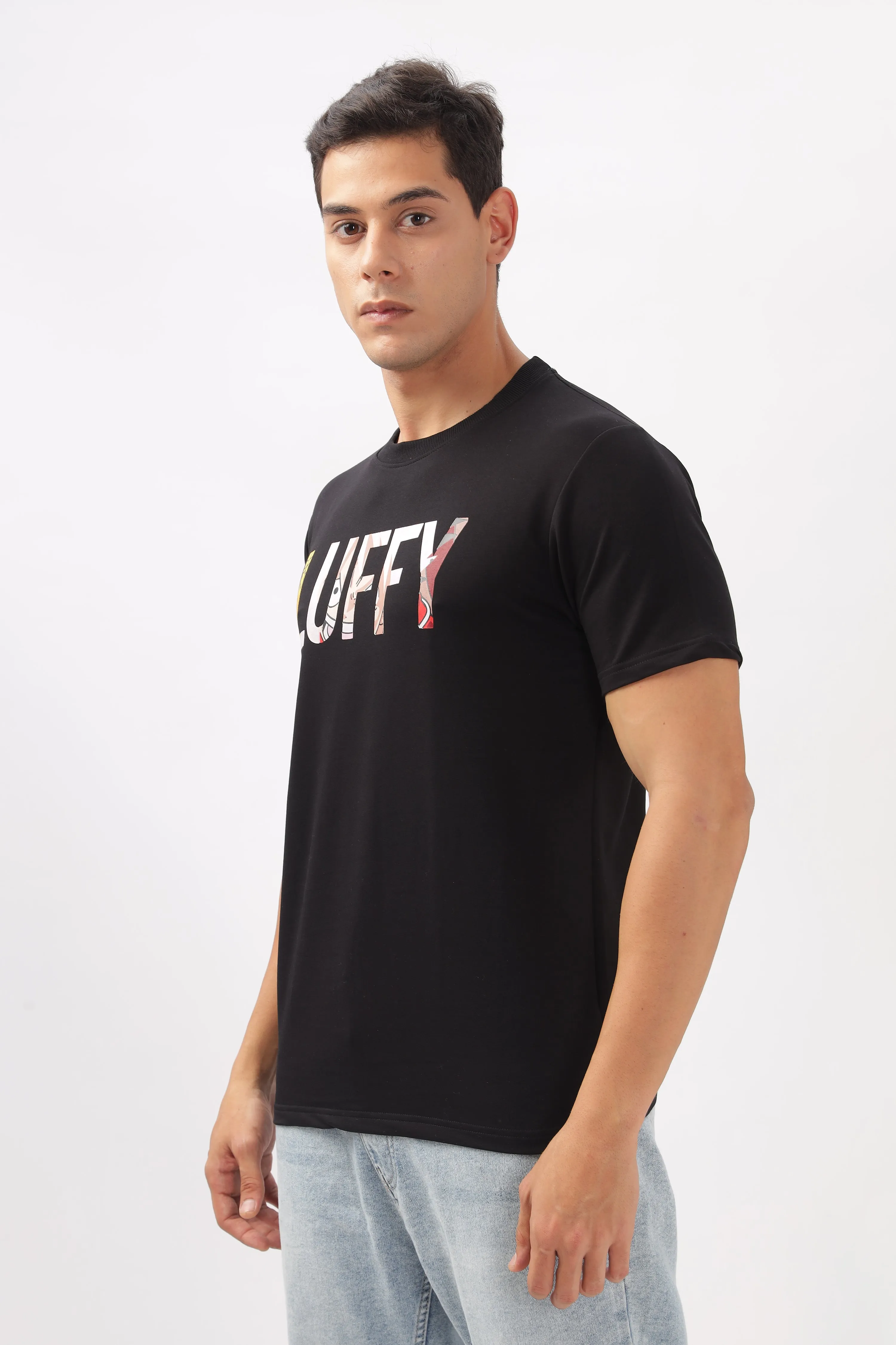 Luffy Graphic Black Printed T-Shirt