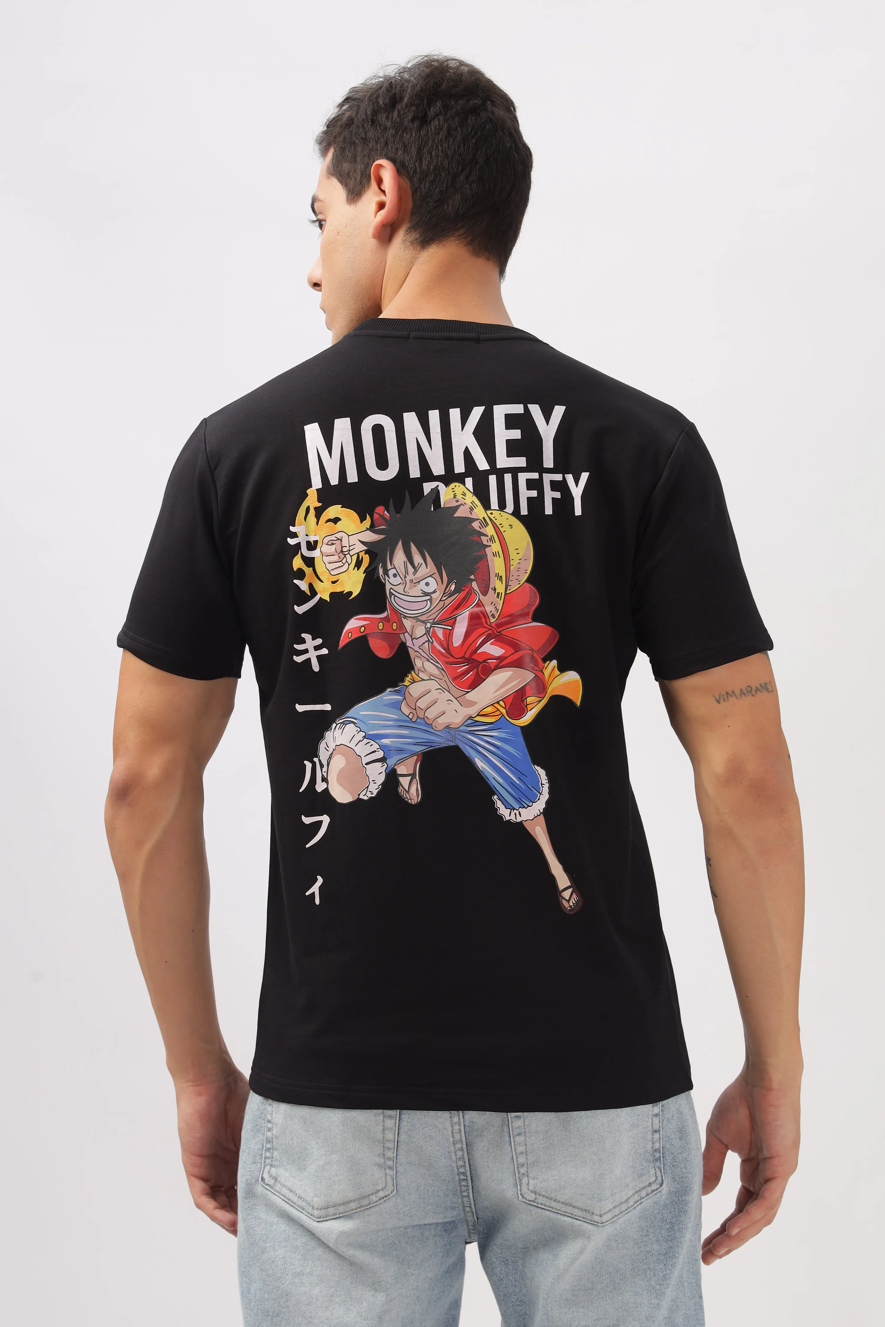 Luffy Graphic Black Printed T-Shirt