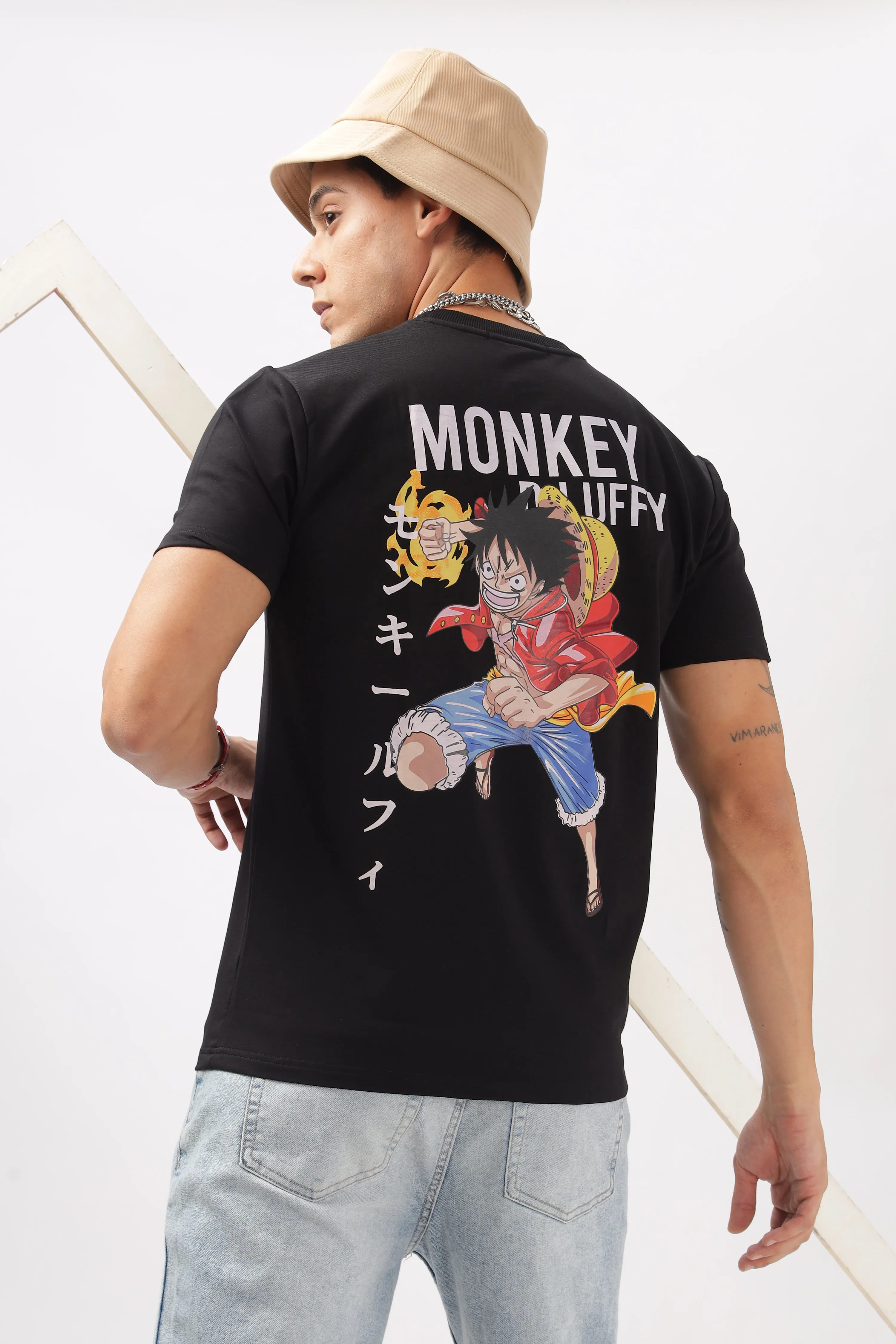 Luffy Graphic Black Printed T-Shirt