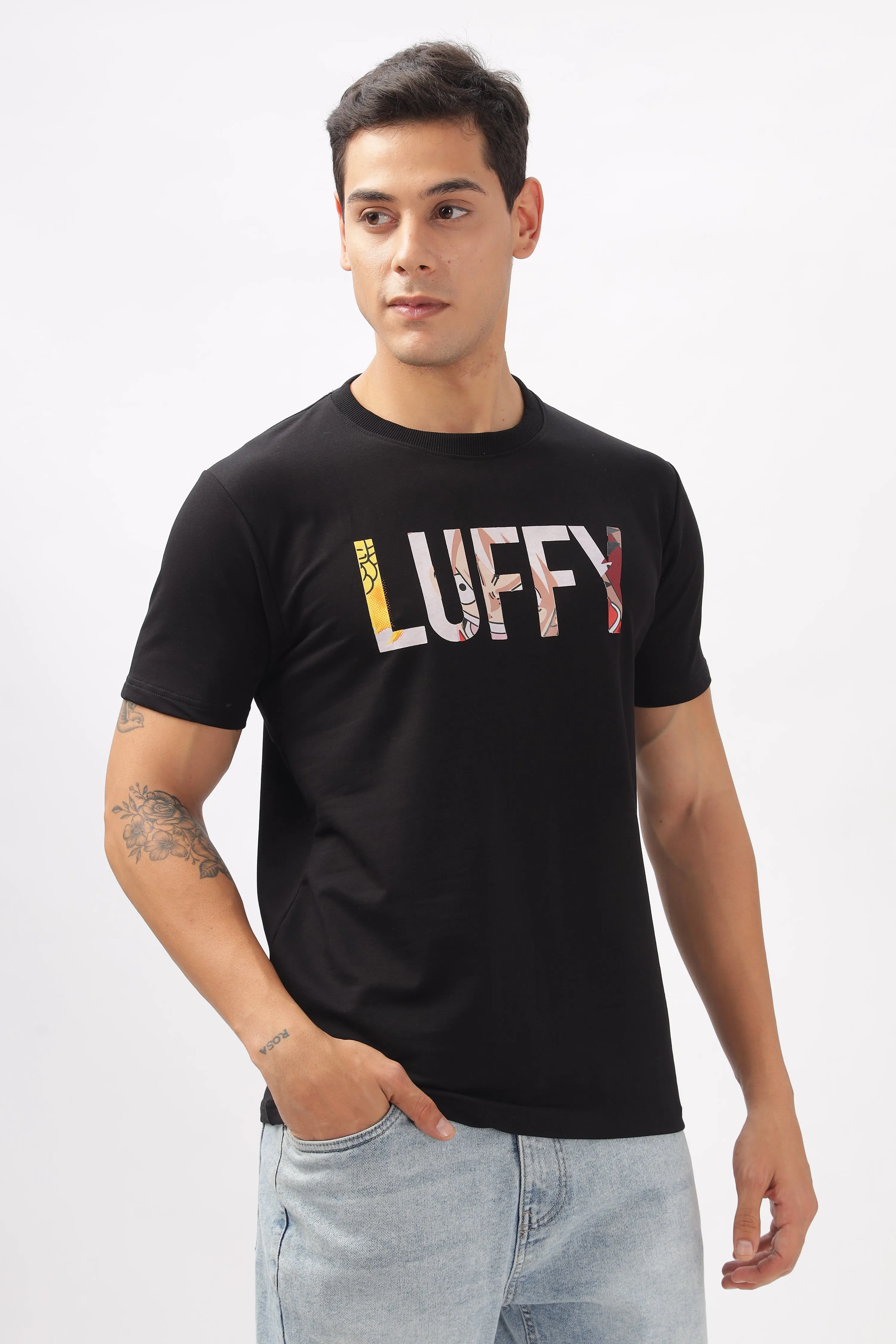 Luffy Graphic Black Printed T-Shirt