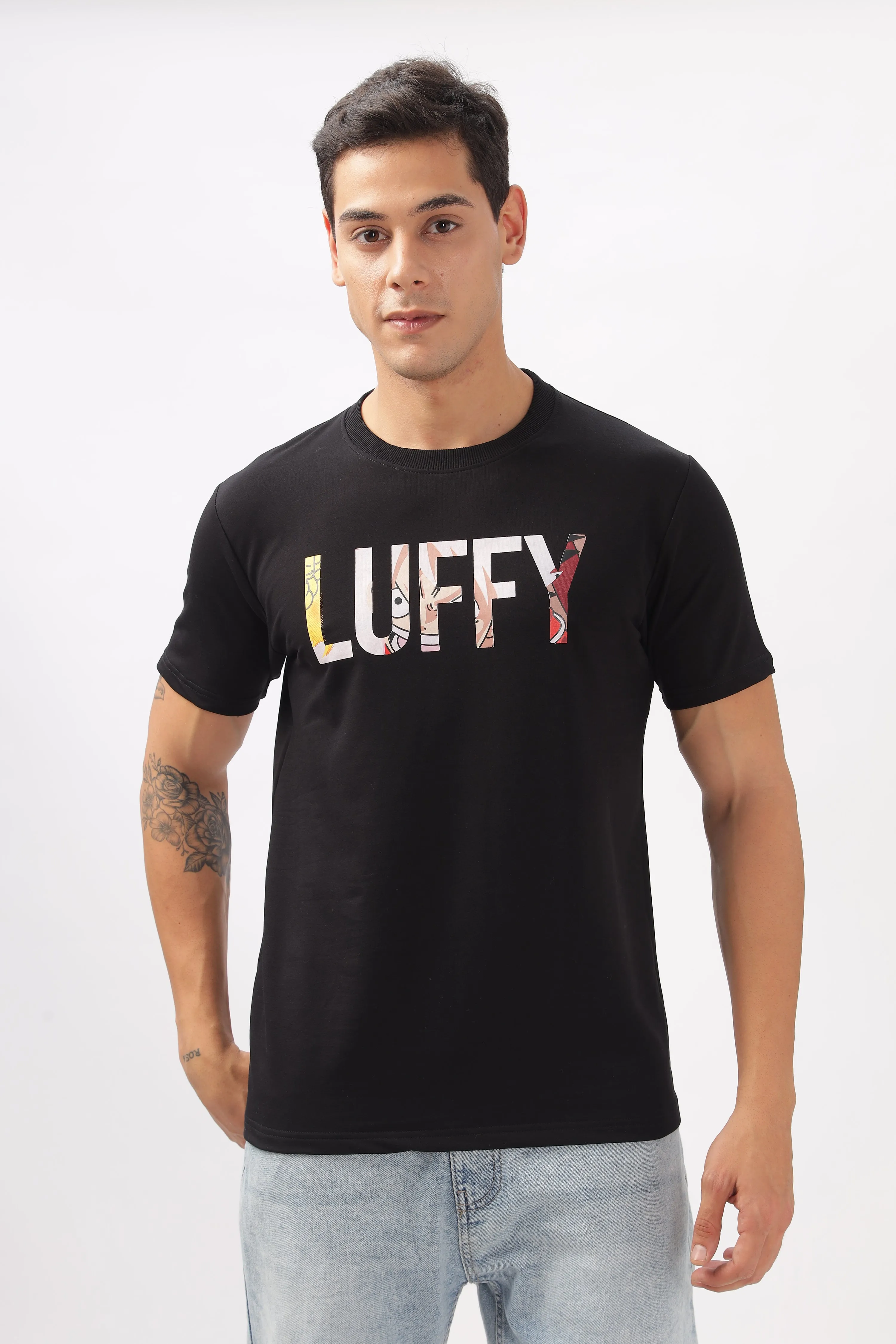 Luffy Graphic Black Printed T-Shirt