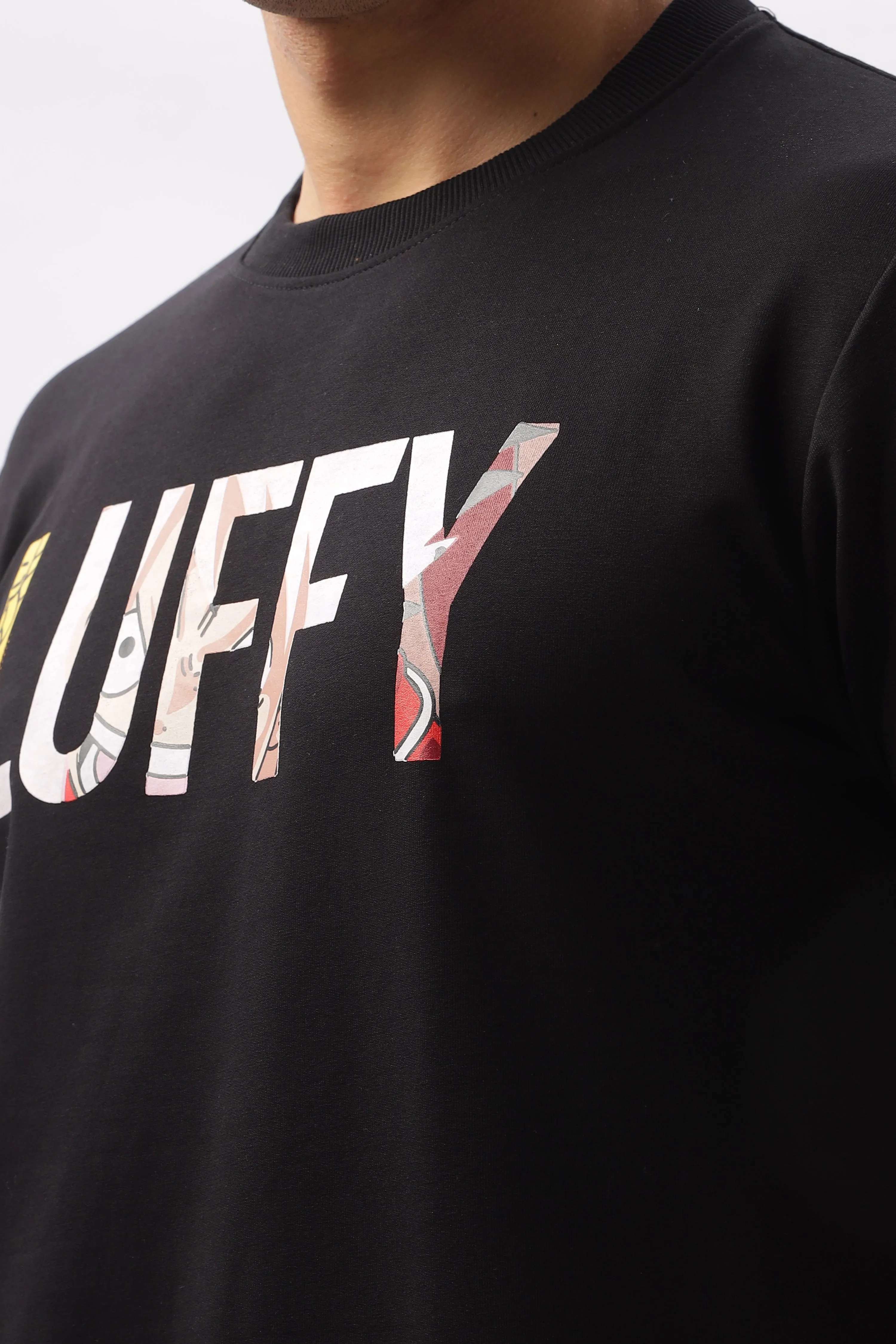 Luffy Graphic Black Printed T-Shirt