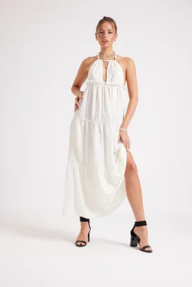 MAXI HALTER DRESS - WHITE