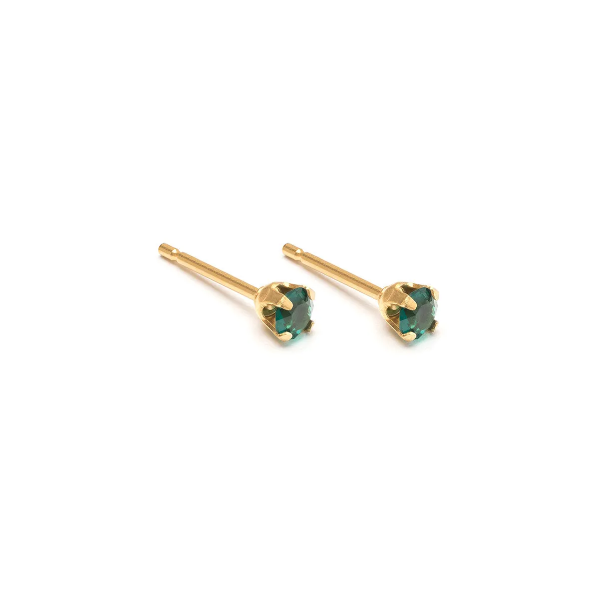 May Birthstone 14k Gold Plated Stud Earrings