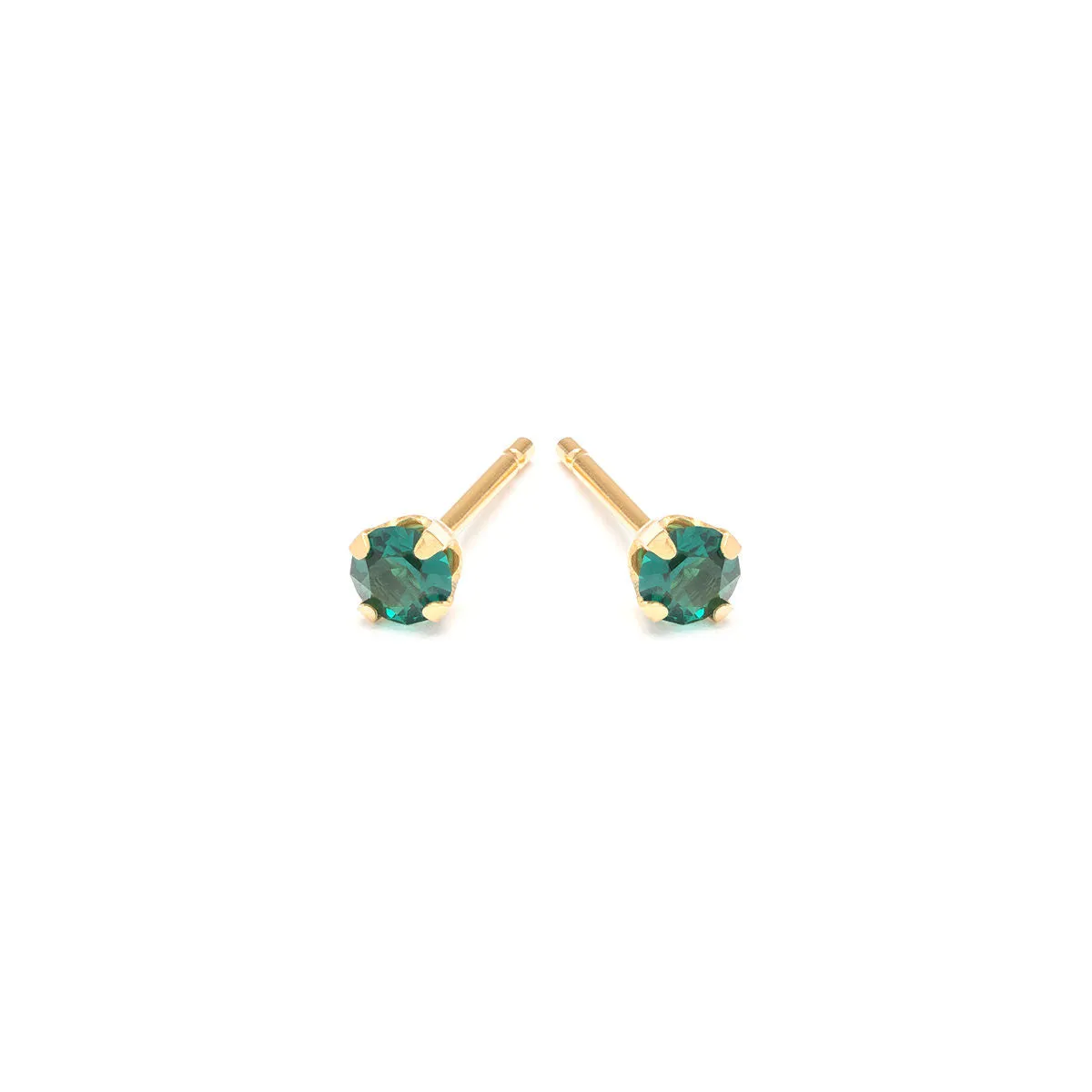 May Birthstone 14k Gold Plated Stud Earrings