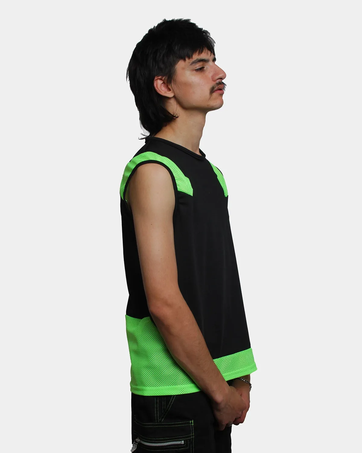 MESHED UP VEST BLACK / GREEN