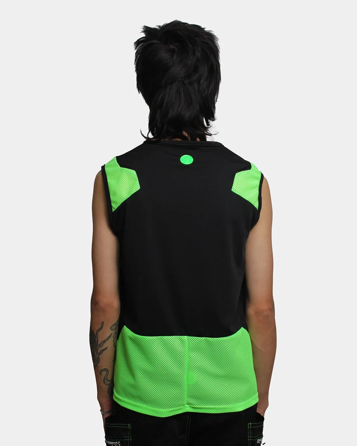 MESHED UP VEST BLACK / GREEN